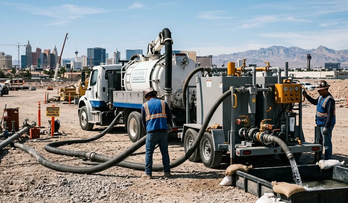 Vacuum recovery and oil-water separator equipment on a job site